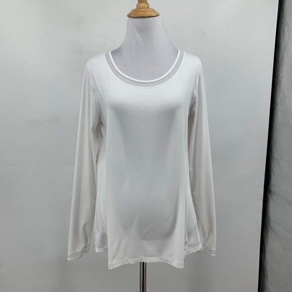 Golfino Shirt Womens L Large White Mesh Trim Panels Stretch Wicking Long Sleeve - Picture 2 of 13